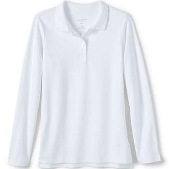 Lands' End School Uniform Kids Long Sleeve Feminine Fit Interlock Polo Shirt