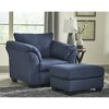 Signature Design by Ashley Contemporary Darcy Ottoman Microfiber Blue - 2 of 2