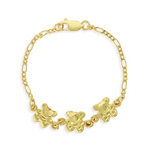 Baby Girls' Teddy Bear Figaro Bracelet Sterling Silver Gold Plated - In Season Jewelry - 1 of 4