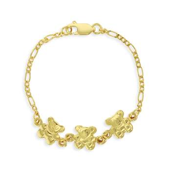 Baby Girls' Teddy Bear Figaro Bracelet Sterling Silver Gold Plated - In Season Jewelry
