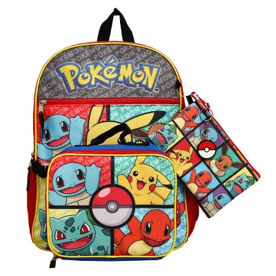 Pokemon 5-piece Set: 16 Backpack, Padded Utility Case, Small