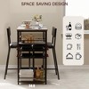 Dining Room Table with 2 Upholstered Chairs, Bistro Table and Chairs Set of 2 with Storage Shelves - 4 of 4
