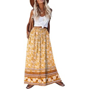 Zeagoo 2024 Women Plaid Skirt Vintage High Waist Pleated Skirt with Pockets - 1 of 4