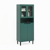 Gulches Tall Storage Bookcase with 4 Tempered Glass Doors - Adjustable Shelves MDF Painted Cabinet for Living Room Bedroom Storage (Green) - 3 of 4