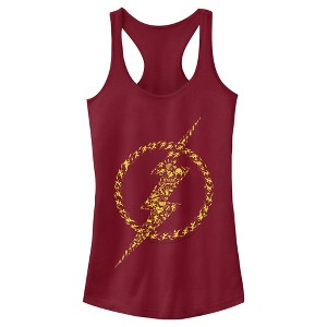 Juniors Womens Justice League Flash Icons Racerback Tank Top - 1 of 3