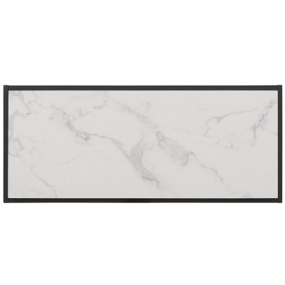 Edgefield White Faux Marble and Black Metal Console Table