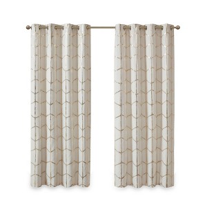 Raina Total Blackout Metallic Print Grommet Top Curtain Panel - 1 of 4
