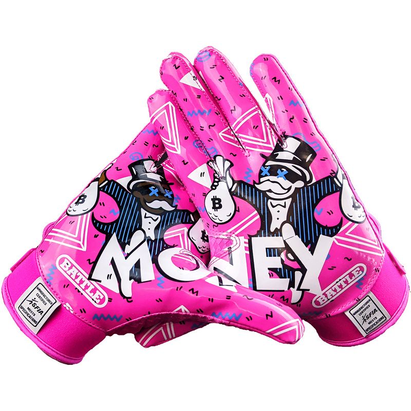 Battle Sports Youth Money Man 2.0 Football Receiver Gloves - Pink, 1 of 5