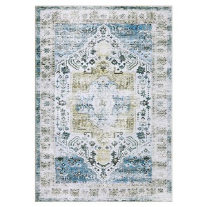 Washable Vintage Rug Non Slip Low Pile Rug Soft Throw Floor Cover Foldable Indoor Carpet for Living Room Bedroom Playroom Nursery - 1 of 4