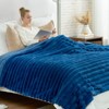 Cozy Bliss Faux Fur Plush Decorative Blanket, Cozy Warm Striped Throw Blanket - 4 of 4