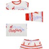 cheibear Christmas Sleepwear Long Sleeve Tee with Pants Lounge Holiday Family Pajama Sets Red-White - 4 of 4