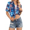 Nlife Women's Hawaiian Tropical Beach Blouses Floral Print Button Up Tee Shirts Summer Casual Tops - 3 of 4