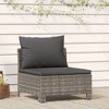 vidaXL Modern Patio Middle Sofa – Comfortable Outdoor Seating with Cushions – Gray Poly Rattan Material - 2 of 4