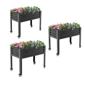 Anybear Galvanized Raised Garden Bed with Legs,48x24x35" Elevated Planter Box on Wheels with Drainage Holes, 600lb Capacity - 1 of 4