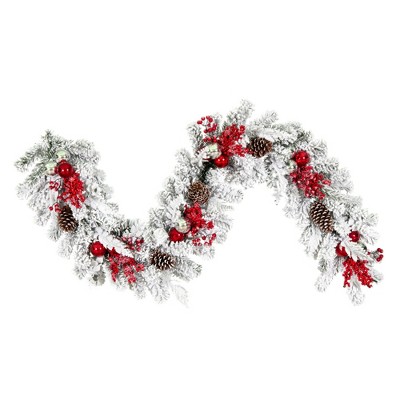 Vickerman Flocked Red and Silver Artificial Garlands