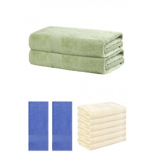 REGALWOVEN Absorbent Solid Bath Hand Face Cloths Cotton Towels 3 Piece Sets - 1 of 4