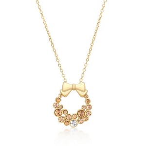 ShineHigh Holiday Wreath Crystal Pendant Necklace – Available in Champagne, Clear, and Multi-Colored Crystals with Rhodium or Goldtone Finish - 1 of 1