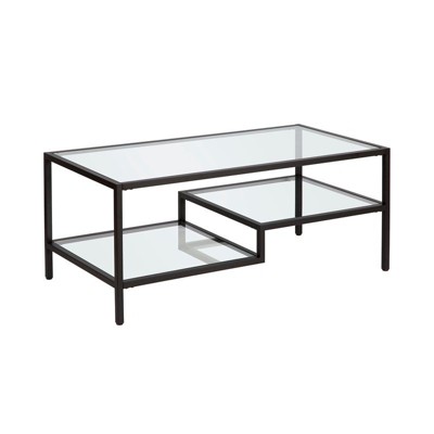 Blackened Bronze and Glass Two-Tier Coffee Table