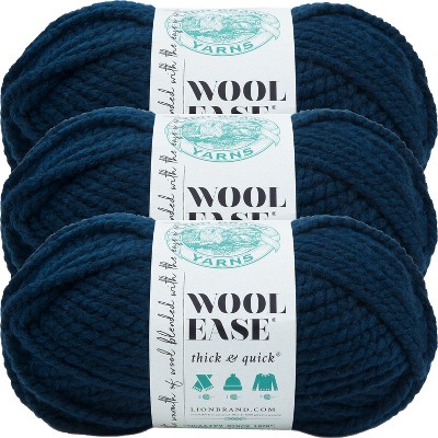 (3 Pack) Lion Brand Wool-Ease Thick & Quick Yarn - Petrol Blue