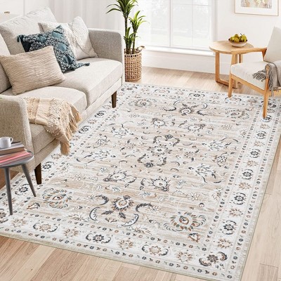 Boho Rustic Area Rugs for Living Room Washable Rug Floral Bedroom Decor Rug