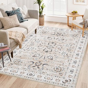 Boho Rustic Area Rugs for Living Room Washable Rug Floral Bedroom Decor Rug - 1 of 4