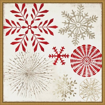 16" x 16" Christmas Snowflakes by PI Studio Framed Canvas Wall Art - Amanti Art