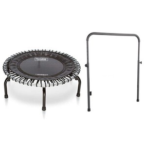 JumpSport 350 Indoor Portable Lightweight Safe Stable Heavy Duty 39-Inch Fitness Trampoline with Handle Bar Accessory, and Workout DVD, Black - 1 of 4