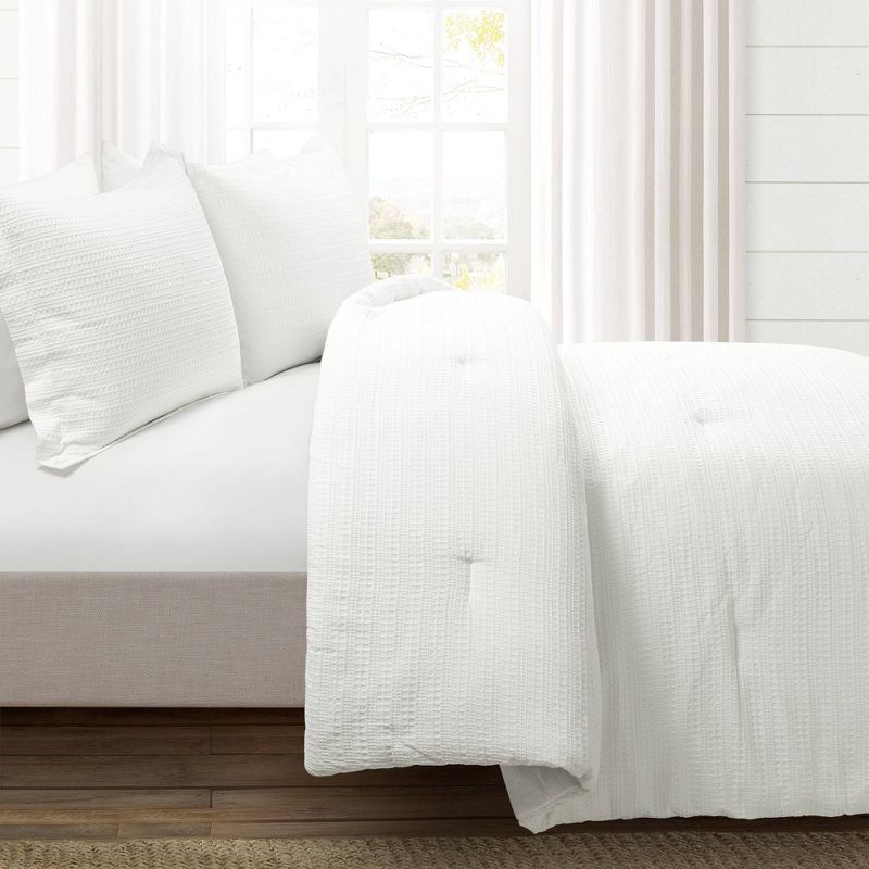 Lush Décor 3pc Haniya Solid Waffle Woven 100% Cotton Textured Comforter Set, 4 of 13