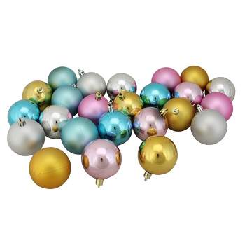 Northlight 24ct Shatterproof Matte and Shiny Christmas Ball Ornament Set 2.5" - Gold/Silver
