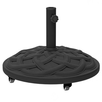Outsunny Round Patio Umbrella Base with Wheels, 44 lbs Resin Umbrella Stand Base, Patio Umbrella Holder for 1.3"/1.5"/1.9" Umbrella Poles