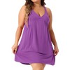 Agnes Orinda Women's Plus Size Spaghetti Strap V Neck Sleeveless Racerback Pleated Chemise Nightgowns - 2 of 4