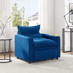 PAGED Modern Velvet Accent Chair, Convertible Sofa Chair 3-in-1, Adjustable Sleeper Chair with Cup Holder for Living Room - 1 of 4