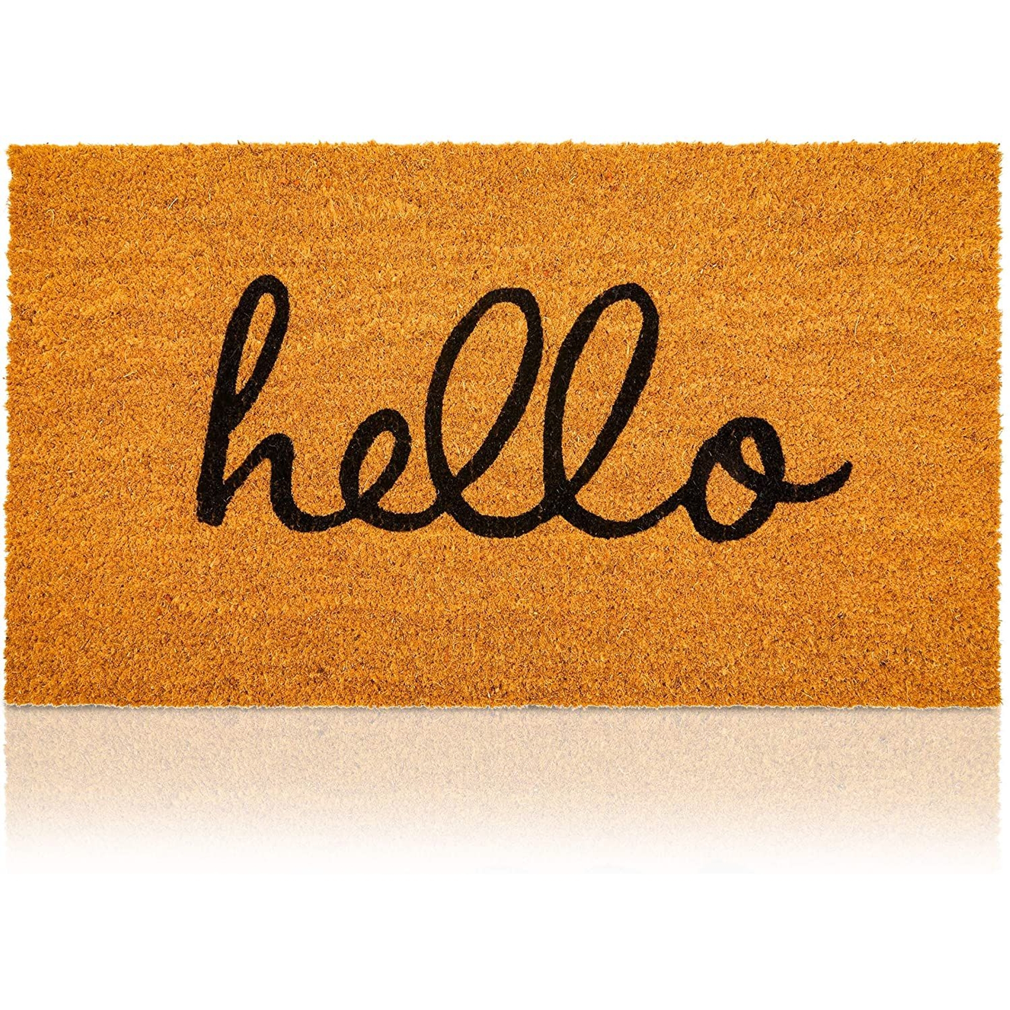 Juvale Hello Welcome Coco Coir Mat, Nonslip Outdoor Natural Door Mat (17 x 30 In)