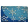 HomeRoots 18" X 30" Blue and White Coir Snowflake Outdoor Winter Door Mat - 4 of 4