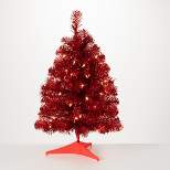 Sullivans Artificial Lighted Red Tinsel Tree Red 25"H