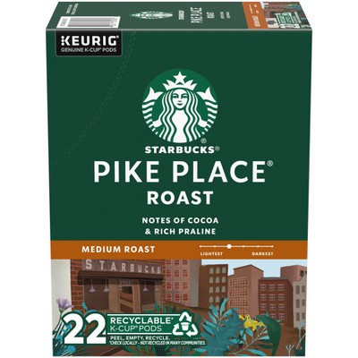 Starbucks Keurig Pike Place Roast Medium Roast Coffee Pods 22 K cups Target