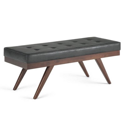 48" Keenan Mid Century Ottoman Bench Faux Air Leather - Wyndenhall