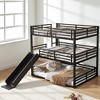 Queen Over Queen Over Queen Metal Triple Bunk Bed with Slide and Guardrails, Space-Saving Heavy-Duty Bed Frame ,kids bed - 3 of 4