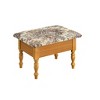 10" Storage Ottoman Oak - Ore International: Queen Anne Style, Embroidered Rose, Cotton Upholstery - 2 of 3