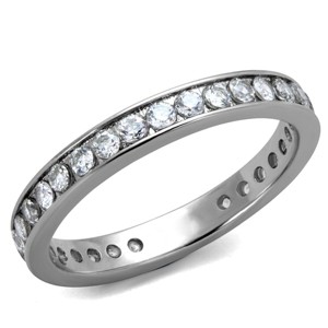 Slickblue Classic Women’s Stackable Eternity Ring – Clear CZ, Stainless Steel, Silver/Gold Finish, Sizes 5-13 - 1 of 4
