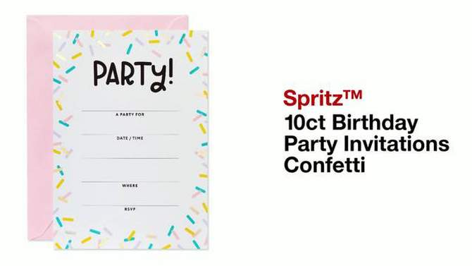 10ct Birthday Party Invitations Confetti - Spritz&#8482;, 2 of 8, play video