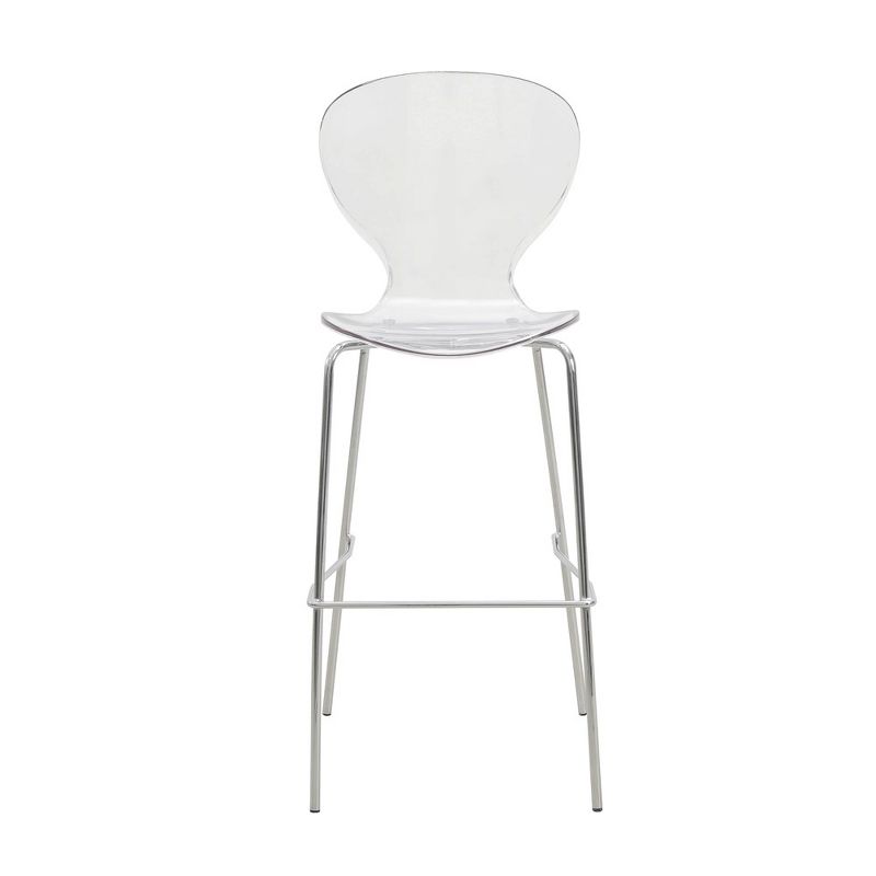 LeisureMod Oyster Acrylic Barstool with Steel Frame in Chrome Finish, 3 of 12