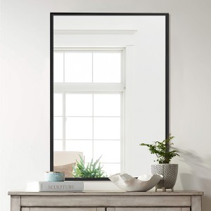Dovelina Modern Rectangular Aluminium Fine Edge Black Hanging Mirror Decorative Wall Mirror - 1 of 4