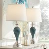 Regency Hill Arden 25" High Twist Column Modern Coastal Table Lamps Set of 2 Green-Blue Glass Living Room Bedroom Bedside Nightstand House Office - 2 of 4