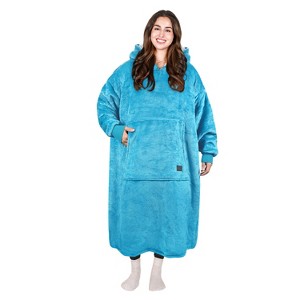 Tirrinia Women Men Full Body Warm Fleece Flannel Hoodie Blanket Oversized Sweatshirt, Super Soft Large Wearable Blanket Hooded, Cozy Gift for Winter - 1 of 4
