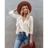 Womens V Neck Button Down Sweaters Tops Casual Long Sleeve Ruffle Knit Cardigan - 2 of 4