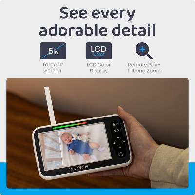 HelloBaby 5" Video Baby Monitor with Remote Pan-Tilt-Zoon (HB6251) — White