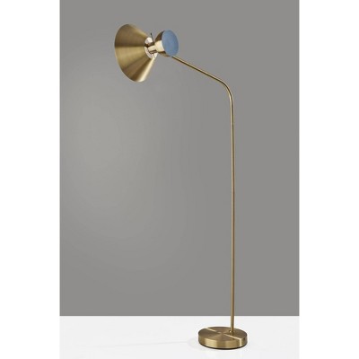 Antique Brass Arc Floor Lamp with Metal Shade, 67.5" Tall
