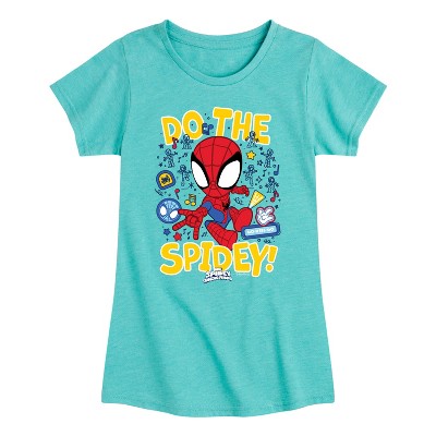 Marvel Do The Spidey Fitted Short Sleeve Graphic T-Shirt - Turquoise - 3T