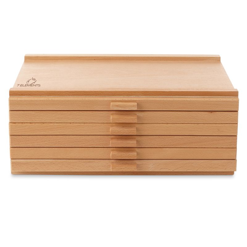 7 Elements Wooden Artist Storage Supply Box for Pastels, Pencils, Pens, Markers, Brushes and Tools, 4 of 8